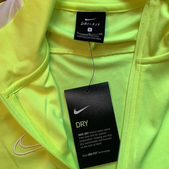 Nike Men’s 1/4 Zip Soccer Jacket Neon Yellow Size Small NWT - Picture 6 of 10